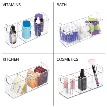 mDesign 3-Compartment Durable Bathroom Organizer - Set of 2