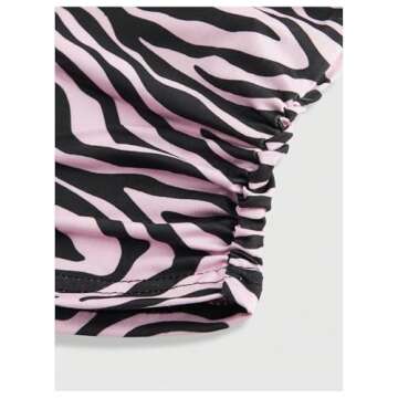 SHENHE Women's 2 Pack Tube Tops Zebra Stripe Leopard Print Summer Strapless Bandeau Y2K Crop Top Brown and Pink Small