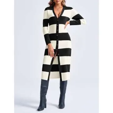 Saodimallsu Women's Trendy Striped Sweater Dress