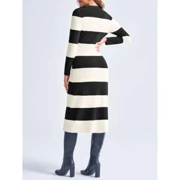 Saodimallsu Women's Trendy Striped Sweater Dress