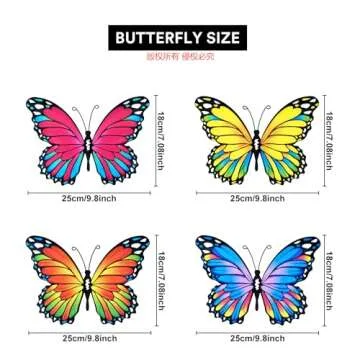 Oraytteo Metal Butterfly Wall Outdoor Decor - 4pcs 9.8inch Hanging Butterflies Wall Art Sculptures for Indoor and Outdoor Fence Patio Yard Home Wall Decorations, Gift for Mom Dad Friends