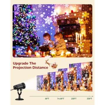 Christmas Projector Lights Outdoor, Double Head Christmas Snowflake Projection Lights IP65 Waterproof, Rotating Snow Lamp Brighter LED Landscape for Xmas Holiday Party Decoration