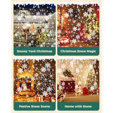 Christmas Projector Lights Outdoor, Double Head Christmas Snowflake Projection Lights IP65 Waterproof, Rotating Snow Lamp Brighter LED Landscape for Xmas Holiday Party Decoration