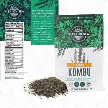 VITAMINSEA Kombu Dried Sugar Kelp Seaweed | Wild North Atlantic Seaweed for Snacking, Seasoning, Soups & Salads | Rich in Vitamins, Minerals & Antioxidants Perfect for Thyroid Support | Flakes (2 OZ)