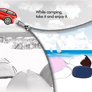 Portable Memory Foam Camping Pillow Travel Pillow Ergonomic Sleeping Bed Pillow for Good Night Sleep Cervical Curved Neck Support for Travel Camping Hiking Car Seat Plane Lumbar Support16.5LX7.8W