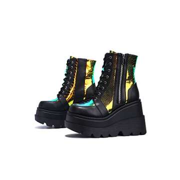 Cape Robbin Radio Holographic Platform Ankle Boots for Women