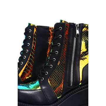 Cape Robbin Radio Holographic Platform Ankle Boots for Women