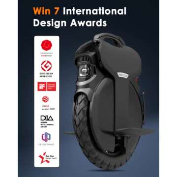 INMOTION V11 Electric Unicycle - 18 Inch Self-Balancing Monowheel, Equipped with 3.35'' Air Suspension, 75 Miles Long Range, Maximum Speed of 34MPH and 35° Climbing Ability