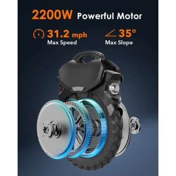 INMOTION V11 Electric Unicycle - 18 Inch Self-Balancing Monowheel, Equipped with 3.35'' Air Suspension, 75 Miles Long Range, Maximum Speed of 34MPH and 35° Climbing Ability