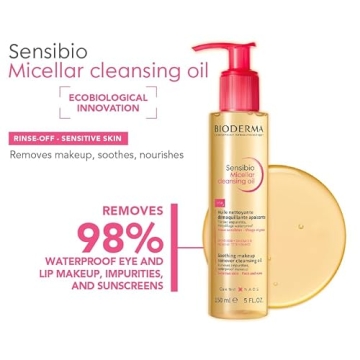 Bioderma Sensibio Micellar Cleansing Oil, 1st Ecobiological Micellar Oil Formula Cleanser That Deeply Cleanses, Soothes & Nourishes Skin with Oil-to-Milk Texture, Fragrance-Free, & GentleTo Skin