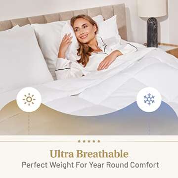 Down Alternative Comforter Queen Size - Fluffy Duvet Insert - Puffy Premium All Season Winter - Luxury Breathable Hotel Plush Comforter - Queen, White, 86x86 inches - Eco-Compressed Packing