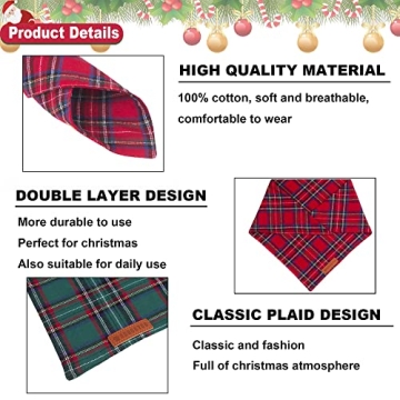 ADOGGYGO Christmas Dog Bandana Stylish Plaid Scarf