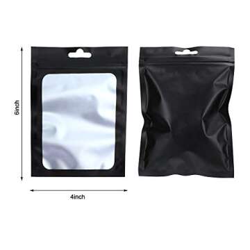 Boao 100 Pieces Resealable Foil Food Storage Bags with Clear Window Coffee Beans Candy Packaging Pou...