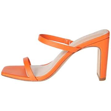 The Drop Avery Square Toe High Heeled Sandal in Fire Orange