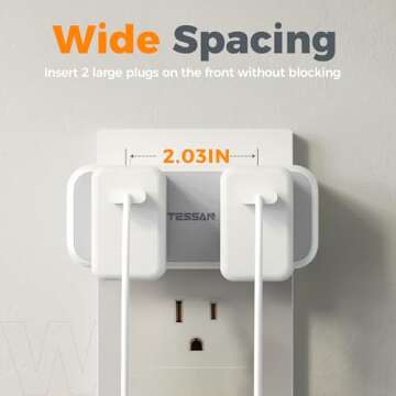 Surge Protector Outlet Extender, TESSAN Multi Plug Splitter with 4 Electrical Outlets 3 USB Ports(1 USB C), Multiple Plug Mini Wall Expander for Home Bathroom Office Dorm Room Essentials