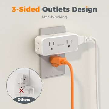 Surge Protector Outlet Extender, TESSAN Multi Plug Splitter with 4 Electrical Outlets 3 USB Ports(1 USB C), Multiple Plug Mini Wall Expander for Home Bathroom Office Dorm Room Essentials