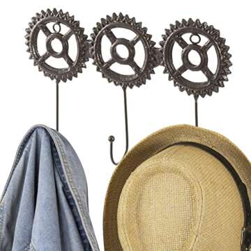 MyGift Steampunk-Inspired 3-Hook Wall Coat Rack