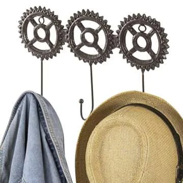 MyGift Steampunk-Inspired 3-Hook Wall Coat Rack