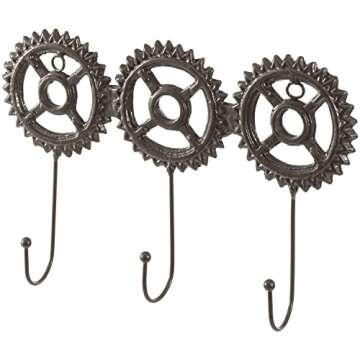 MyGift Steampunk-Inspired 3-Hook Wall Coat Rack