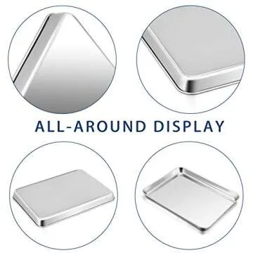 P&P CHEF Baking Sheet Pan Set of 2, Stainless Steel Baking Cookie Sheets Oven Tray, Rectangle 17.3” x 13” x 1”, Non Toxic & Durable Use, Mirror Finished & Dishwasher Safe