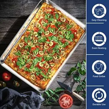 P&P CHEF Baking Sheet Pan Set of 2, Stainless Steel Baking Cookie Sheets Oven Tray, Rectangle 17.3” x 13” x 1”, Non Toxic & Durable Use, Mirror Finished & Dishwasher Safe