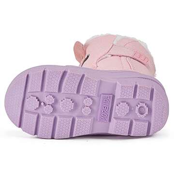 MORENDL Unicorn Boots Toddler Girls Waterproof Insulated Snow Boots Cold Weather Warm Lightweight Non-Slip Faux Fur Kids Winter Boots Purple/Pink Size 5（US Toddler）