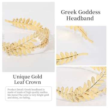 Goddess Crown Gold Leaf Tiara Wedding Headpiece Leaf Branch Bridal Hair Crown Greek Costume Hair Acc...