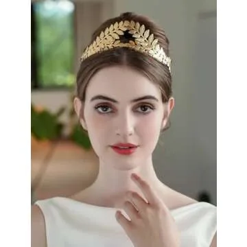 Goddess Crown Gold Leaf Tiara Wedding Headpiece Leaf Branch Bridal Hair Crown Greek Costume Hair Accessories Queen Crown Wedding Hair Piece
