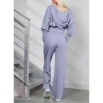 Herseas Sweat Sets for Women 2 Piece Outfits Trendy Loose Fit Zip Up Hoodie Airport Essentials Plus Size Sweatsuit Lounge Sets Light Gray XX-Large 18 20