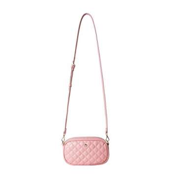 The Lovely Tote Co. Women's 2-way Fanny Pack Small Quilting Crossbody Bag,Dusky Pink