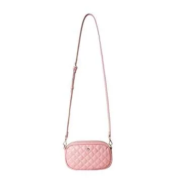 The Lovely Tote Co. Women's 2-way Fanny Pack Small Quilting Crossbody Bag,Dusky Pink