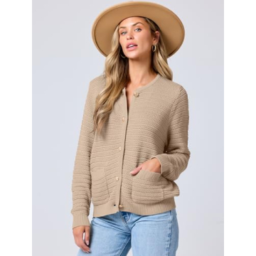 Stylish ANRABESS Women's Tweed Cardigan Sweater for Spring