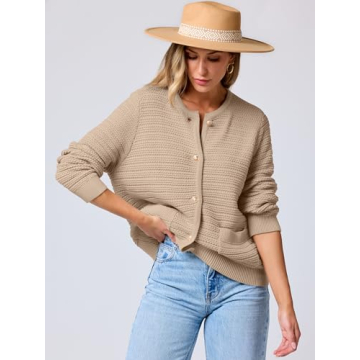 Stylish ANRABESS Women's Tweed Cardigan Sweater for Spring