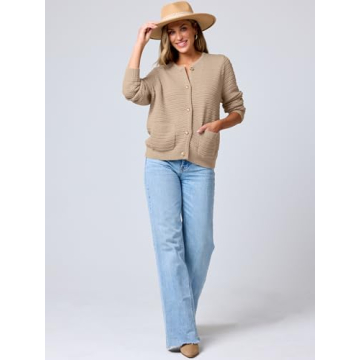 Stylish ANRABESS Women's Tweed Cardigan Sweater for Spring