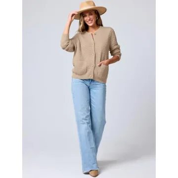 Stylish ANRABESS Women's Tweed Cardigan Sweater for Spring