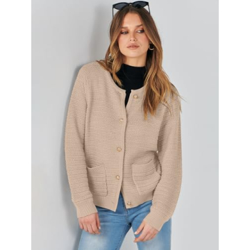 Stylish ANRABESS Women's Tweed Cardigan Sweater for Spring