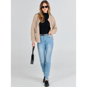 Stylish ANRABESS Women's Tweed Cardigan Sweater for Spring