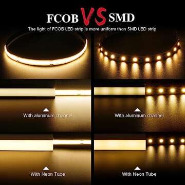 BTF-LIGHTING FCOB COB LED Strip Flexible High Density Uniform Light 8W/m 16.4FT DC24V Warm White 300...