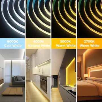 BTF-LIGHTING FCOB COB LED Strip Flexible High Density Uniform Light 8W/m 16.4FT DC24V Warm White 3000K CRI 90+ 8mm Width Dimmable LED Ribbon for Home Indoor Decor(No Adapter or Controller)