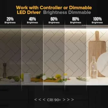 BTF-LIGHTING FCOB COB LED Strip Flexible High Density Uniform Light 8W/m 16.4FT DC24V Warm White 3000K CRI 90+ 8mm Width Dimmable LED Ribbon for Home Indoor Decor(No Adapter or Controller)