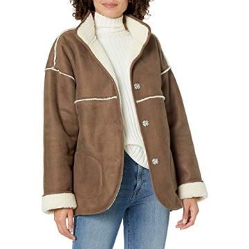 The Drop Women's Stylish Reversible Sherpa Jacket