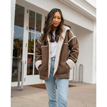 The Drop Women's Stylish Reversible Sherpa Jacket