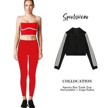 Move With You Sleeveless Spaghetti Strap Padded Sports Bra Tank Tops Square Neck Double Layer Workout Fitness Basic Crop Tops(Red,M)