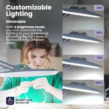 Neatfi XL 2,200 Lumens LED Desk Lamp with Clamp, 24 Watt Bright Architect Task Lamp, 20 Inches Dimma...