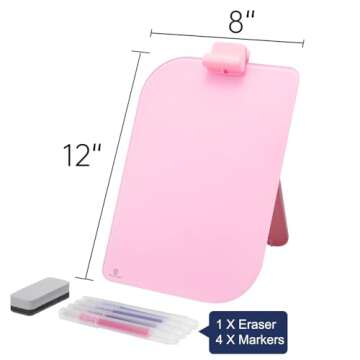 TSJ OFFICE Small Desktop Whiteboard - 12 X 8 Inches Glass Dry Erase Board with Stand, Desk Board Bud...