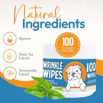 Dog Wrinkle Cream & Wipes Bundle - Wrinkle Wipes for Dogs (100 Count) and Dog Wrinkle Paste Cream - ...