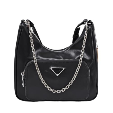 KENOFAR Soft Genuine Leather Shoulder Bag for Women - Stylish Crescent Bag in Black