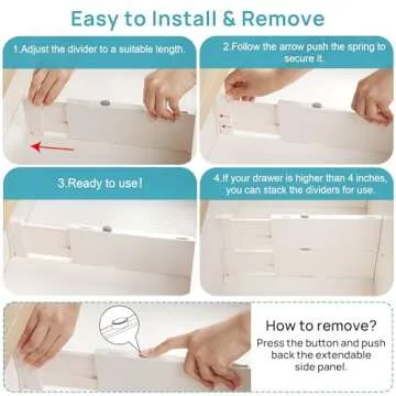 Vtopmart Drawer Dividers for Clothes 8 Pack, Adjustable 4" High Expandable from 11.6"-17" Dresser Dr...