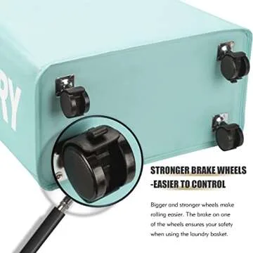 DOKEHOM Slim Laundry Basket with Wheels & Leather Handle