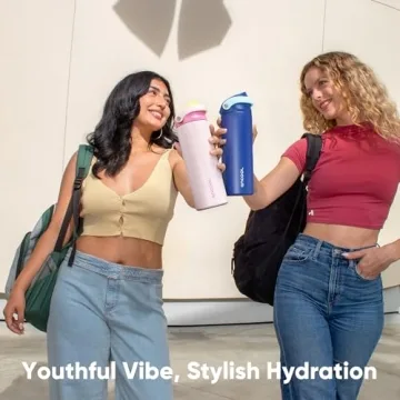 Encool SwiftSip Insulated Stainless Steel Water Bottle with Straw - Leak Proof Sports Water Bottle f...